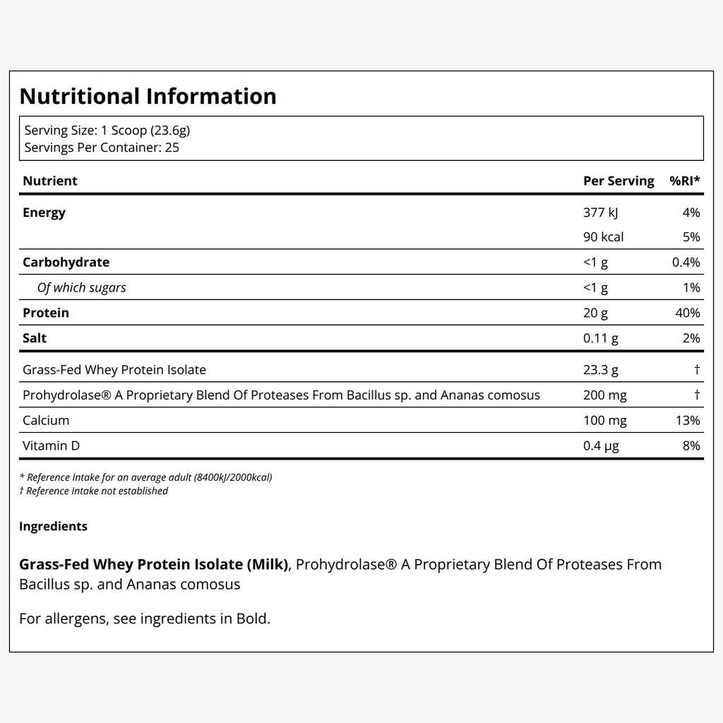 Grass Fed Whey Protein Isolate Powder - Unflavoured - Image 2