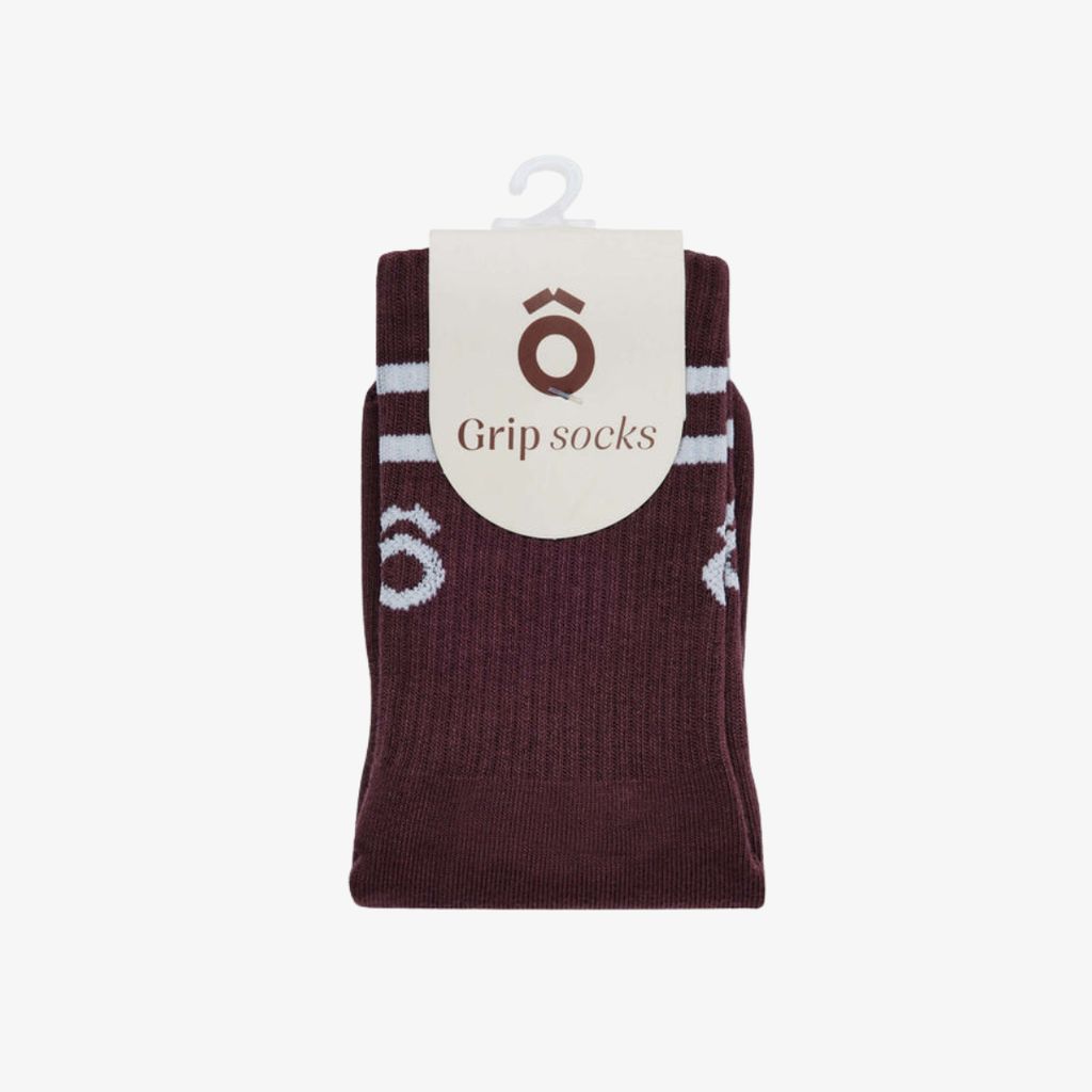 ÔWEAR Crew Sporty Stripes Pilates Grip Socks - Magenta - Image 1