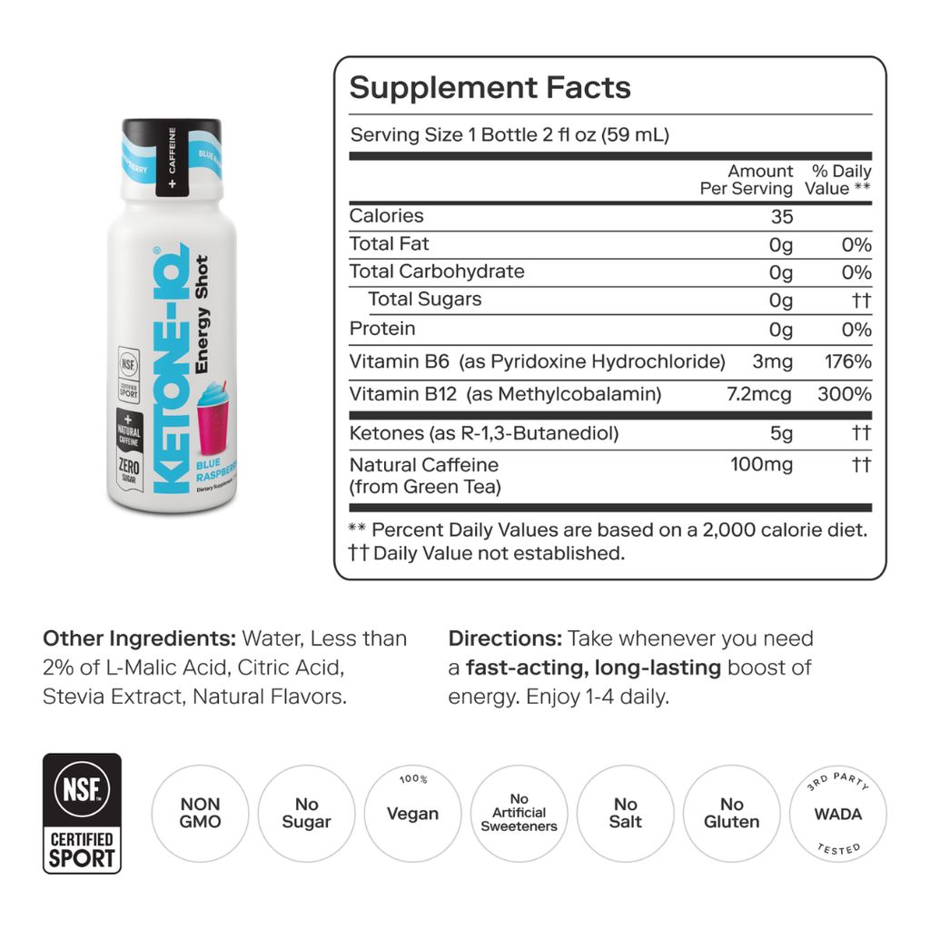Ketone-IQ Caffeine Shot - Blue Raspberry - Image 2