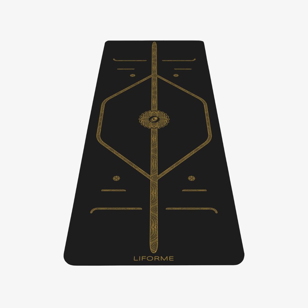 Liforme Black & Gold Travel Yoga Mat - Black - Image 1