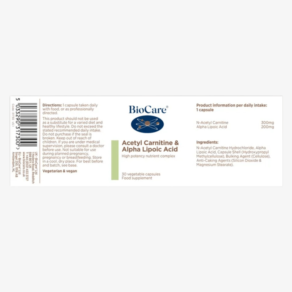 Acetyl Carnitine & Alpha Lipoic Acid - Image 2