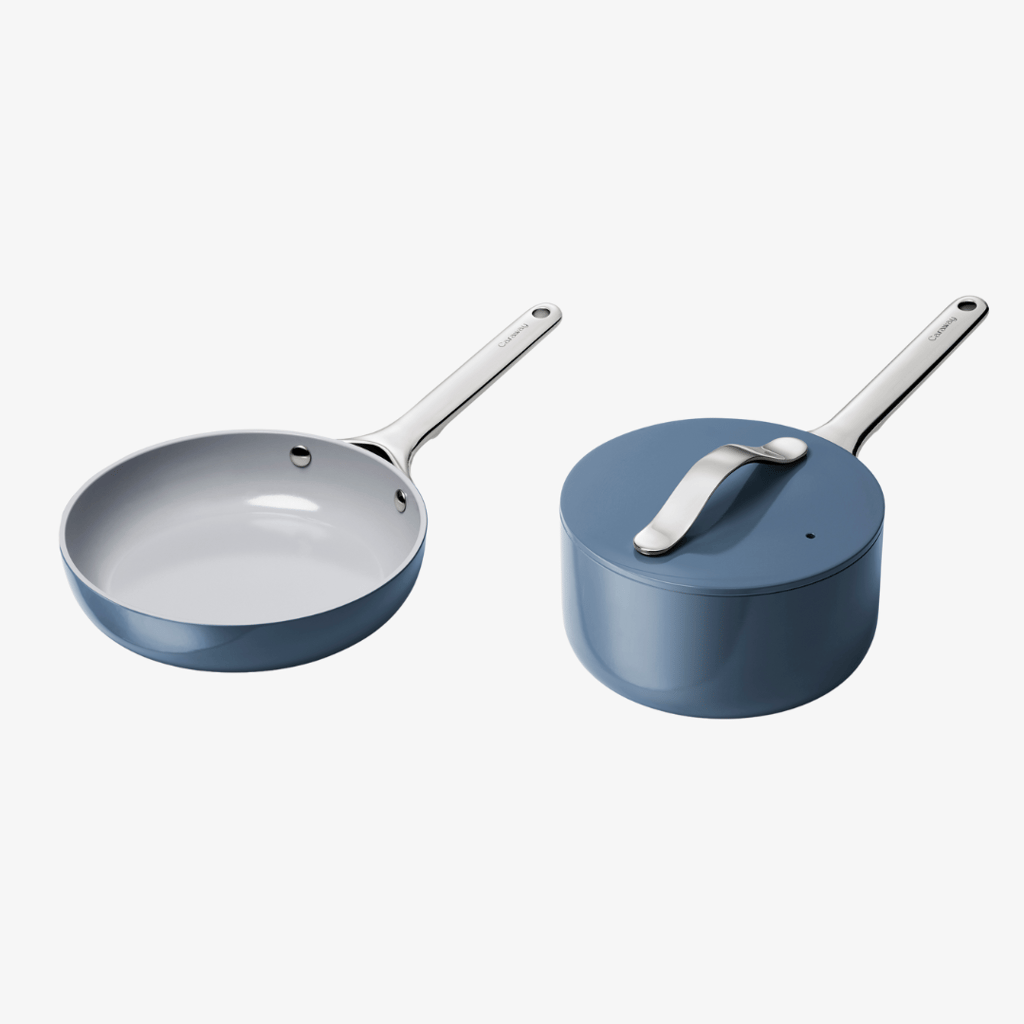 Non-Stick Ceramic Mini Fry Pan and Mini Sauce Pan Duo Navy - Image 1