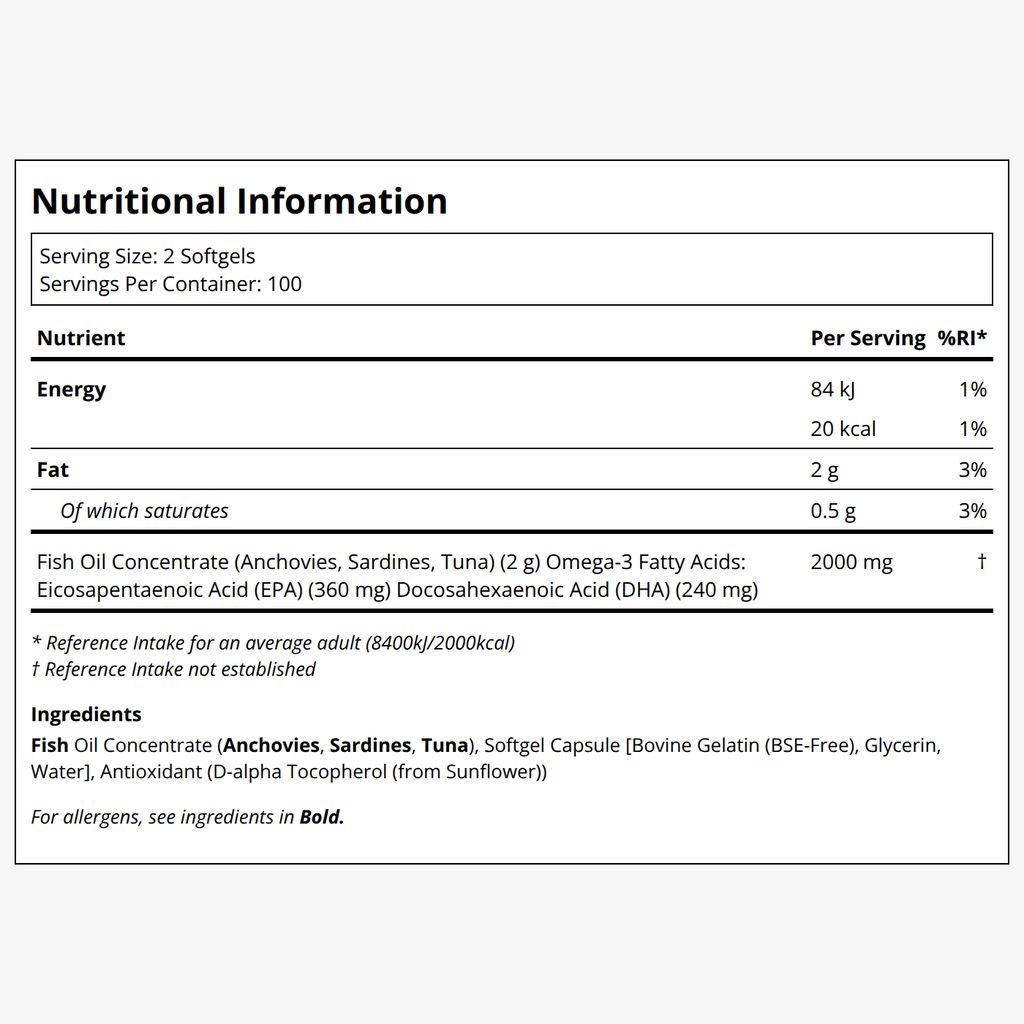 Omega-3 Molecularly Distilled Fish Softgels 1000mg 180/120 - Image 2