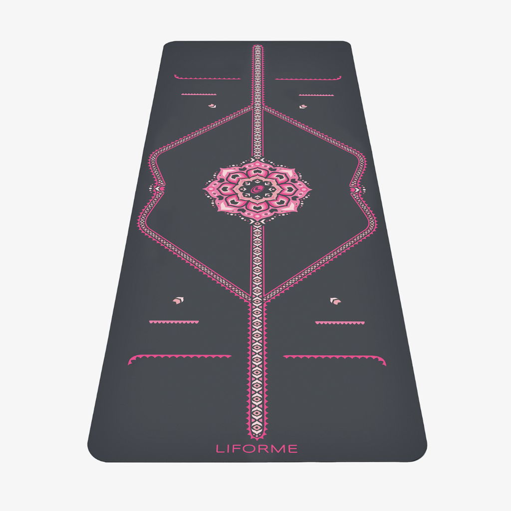 Liforme Blossoming Lotus Yoga Mat - Grey - Image 1