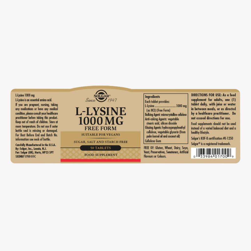 L-Lysine 1000mg - Image 2