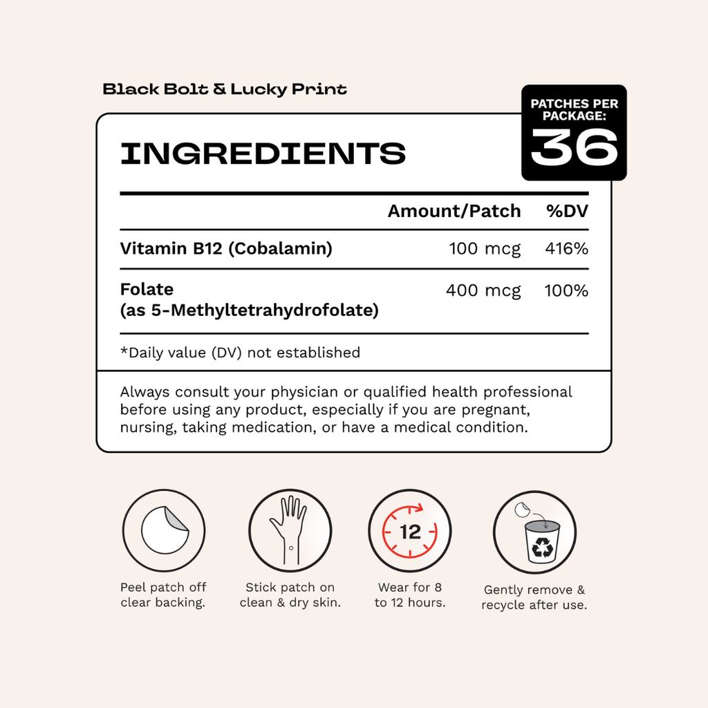ENERGY BOOST Vitamin B12 Patch - Lightning Bolt Symbols - Image 2