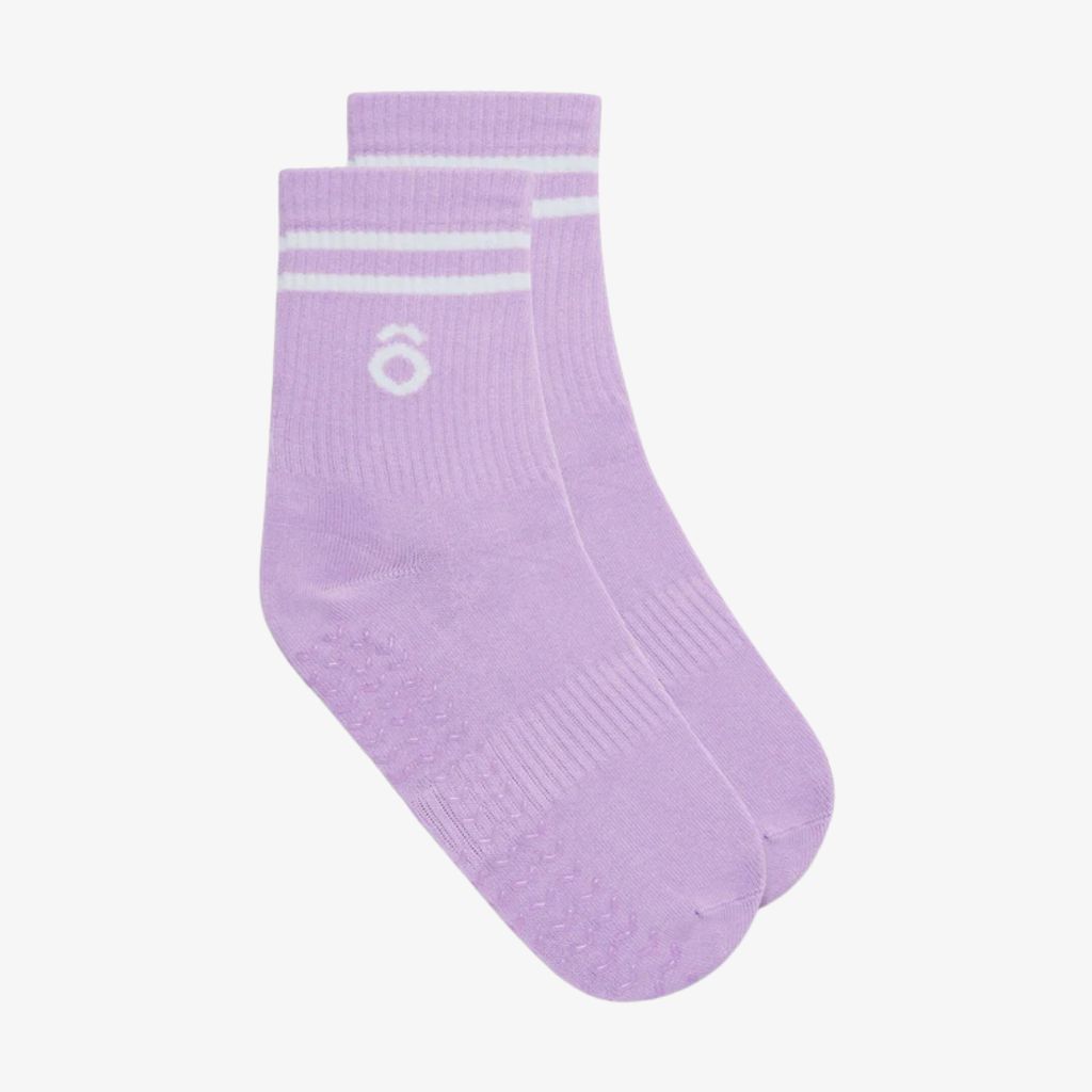 ÔWEAR Crew Sporty Stripes Pilates Grip Socks - Thistle - Image 2