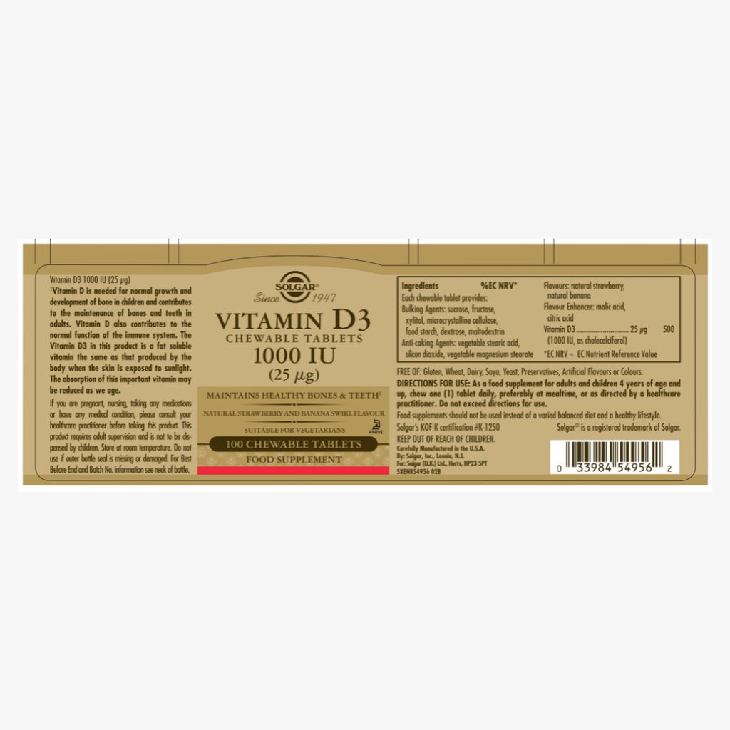Vitamin D3 1000IU Chewable Tablets - Image 2