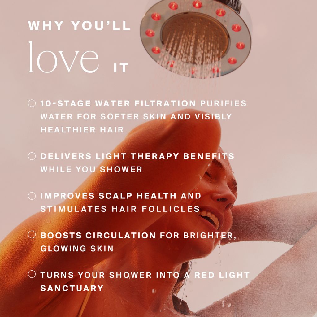 Red Light Showerhead Filter - Matte Brass - Image 3
