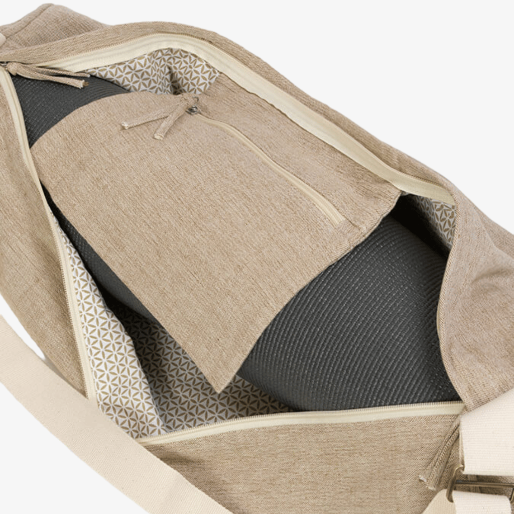 Organic Cotton Two Toned Yoga Mat Bag - Ecru - Image 3