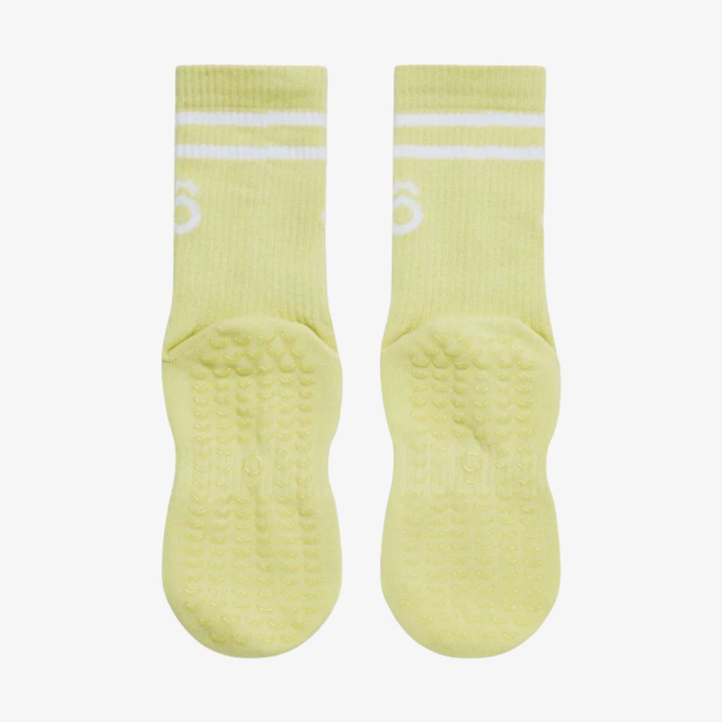 ÔWEAR Crew Sporty Stripes Pilates Grip Socks - Icterine Green - Image 4