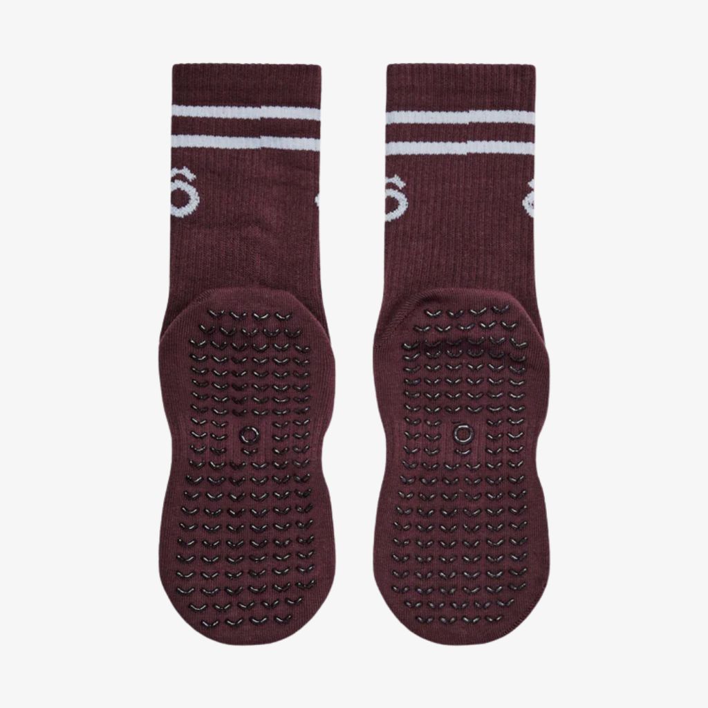 ÔWEAR Crew Sporty Stripes Pilates Grip Socks - Magenta - Image 4