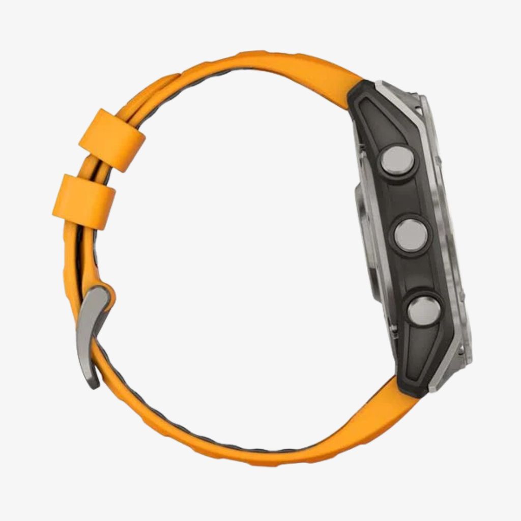 fēnix® 8 - 51 mm AMOLED, Sapphire, Titanium with Spark Orange/Graphite Silicone Band - Image 4