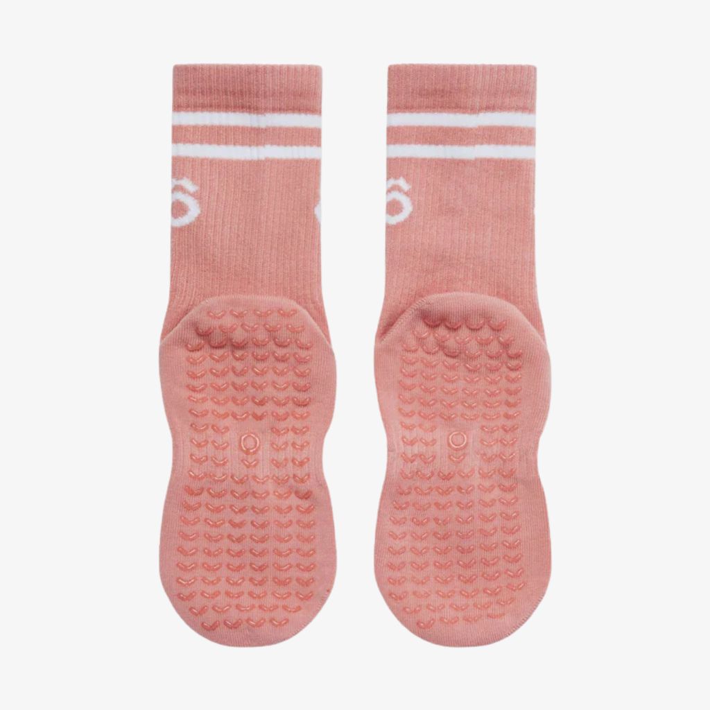 ÔWEAR Crew Sporty Stripes Pilates Grip Socks - Rose Pink - Image 4