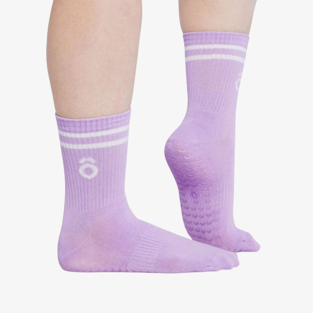 ÔWEAR Crew Sporty Stripes Pilates Grip Socks - Thistle - Image 5