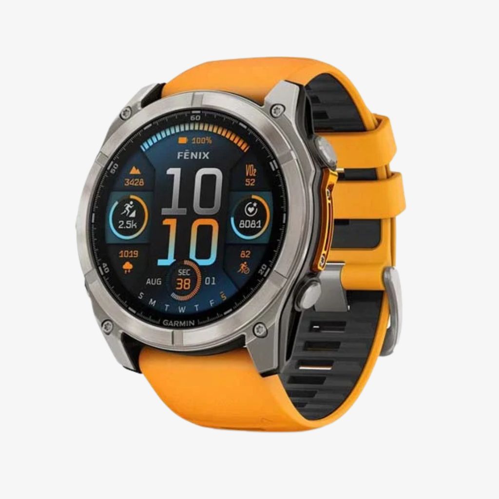 fēnix® 8 - 51 mm AMOLED, Sapphire, Titanium with Spark Orange/Graphite Silicone Band - Image 1