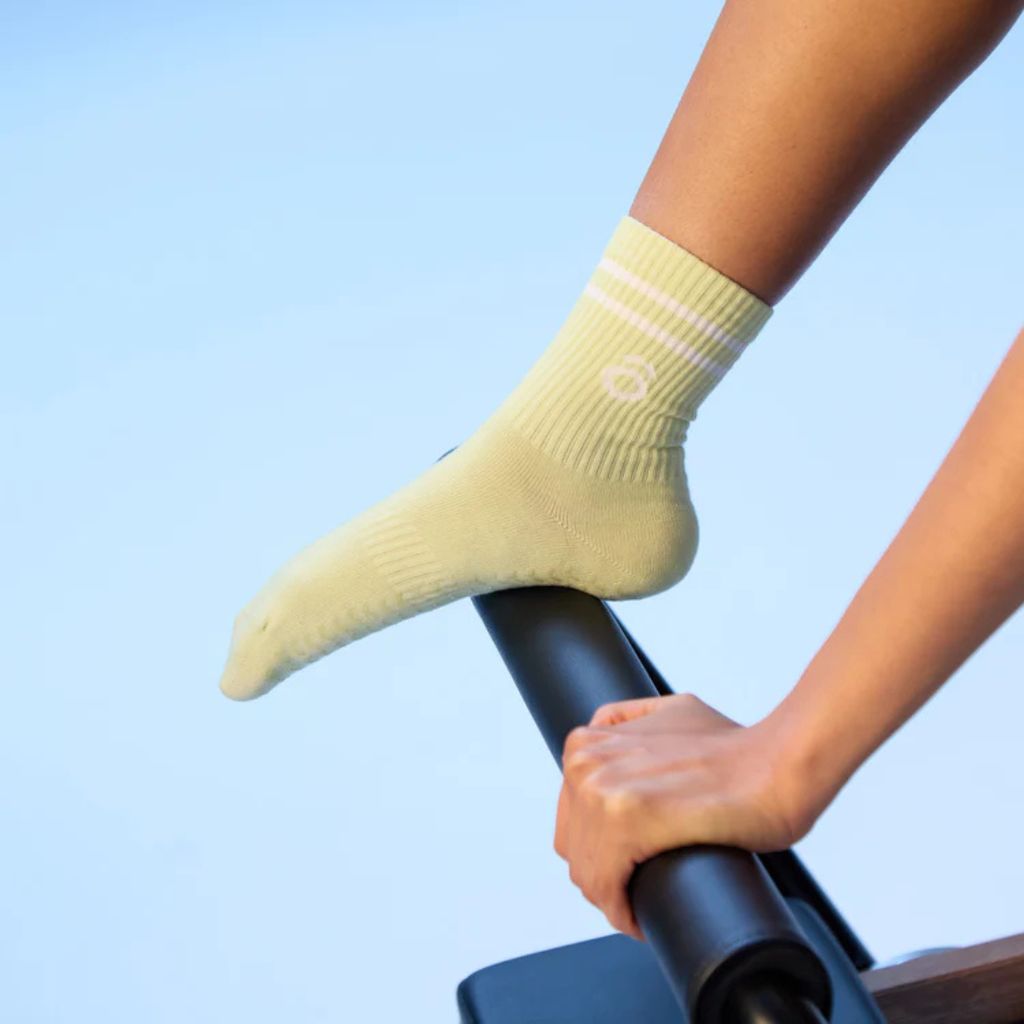 ÔWEAR Crew Sporty Stripes Pilates Grip Socks - Icterine Green - Image 5