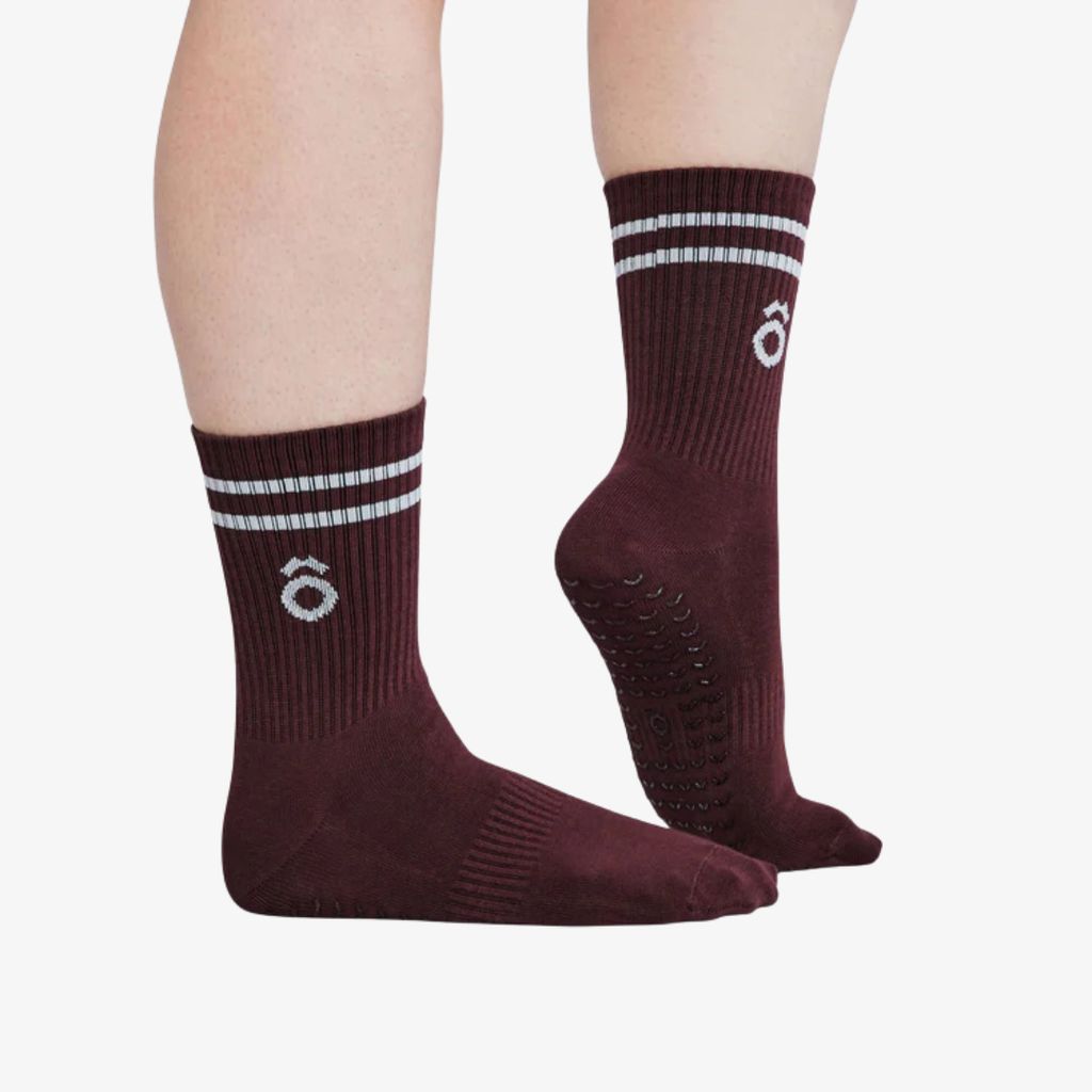 ÔWEAR Crew Sporty Stripes Pilates Grip Socks - Magenta - Image 5