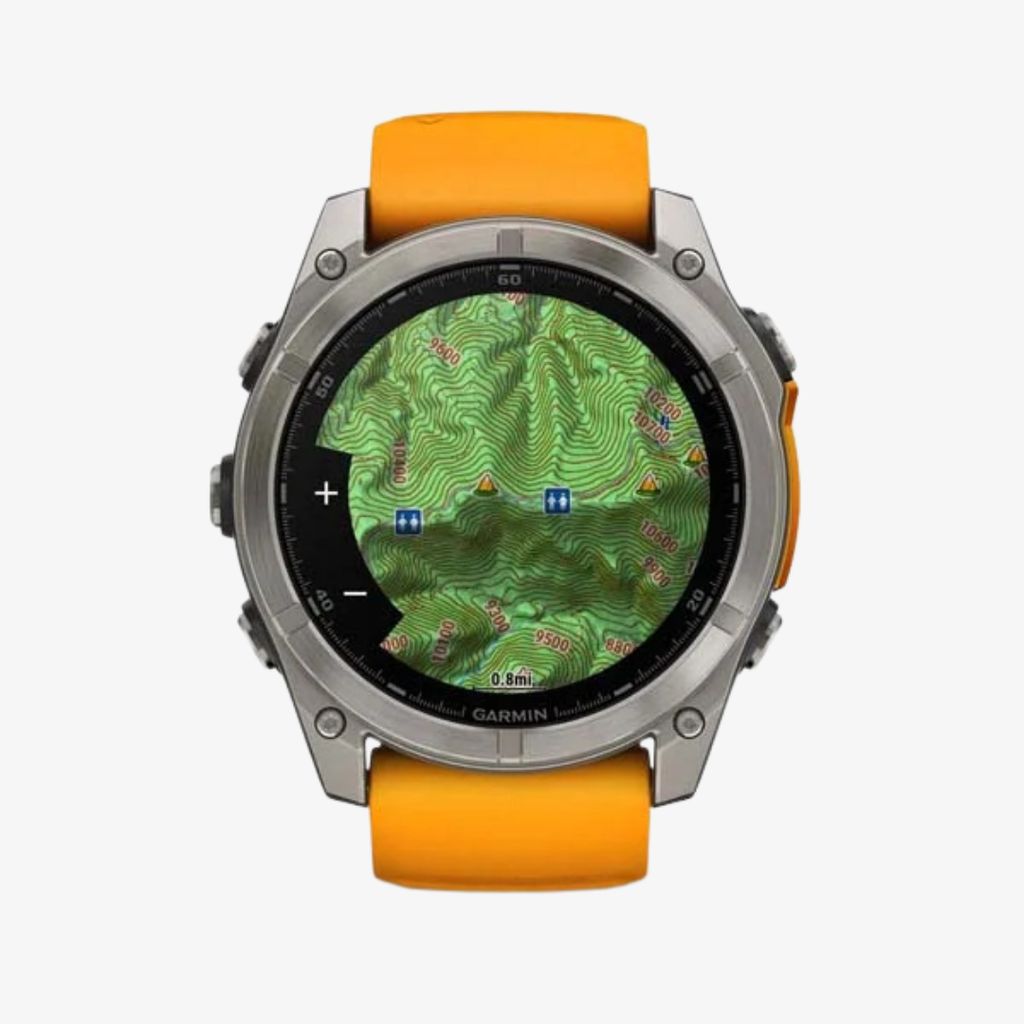 fēnix® 8 - 51 mm AMOLED, Sapphire, Titanium with Spark Orange/Graphite Silicone Band - Image 2
