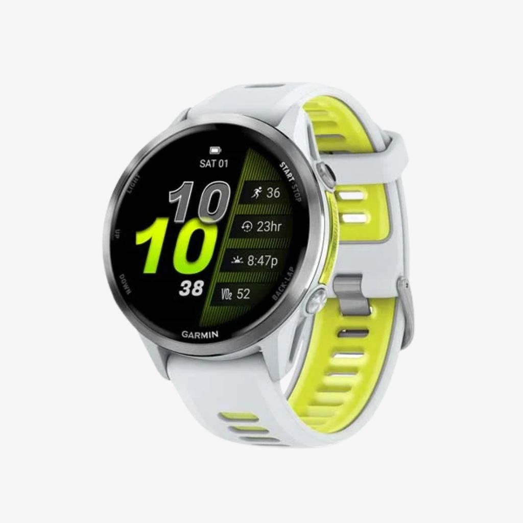 Forerunner® 970 - Titanium with Whitestone Case and Whitestone/Translucent Amp Yellow Band - Image 1
