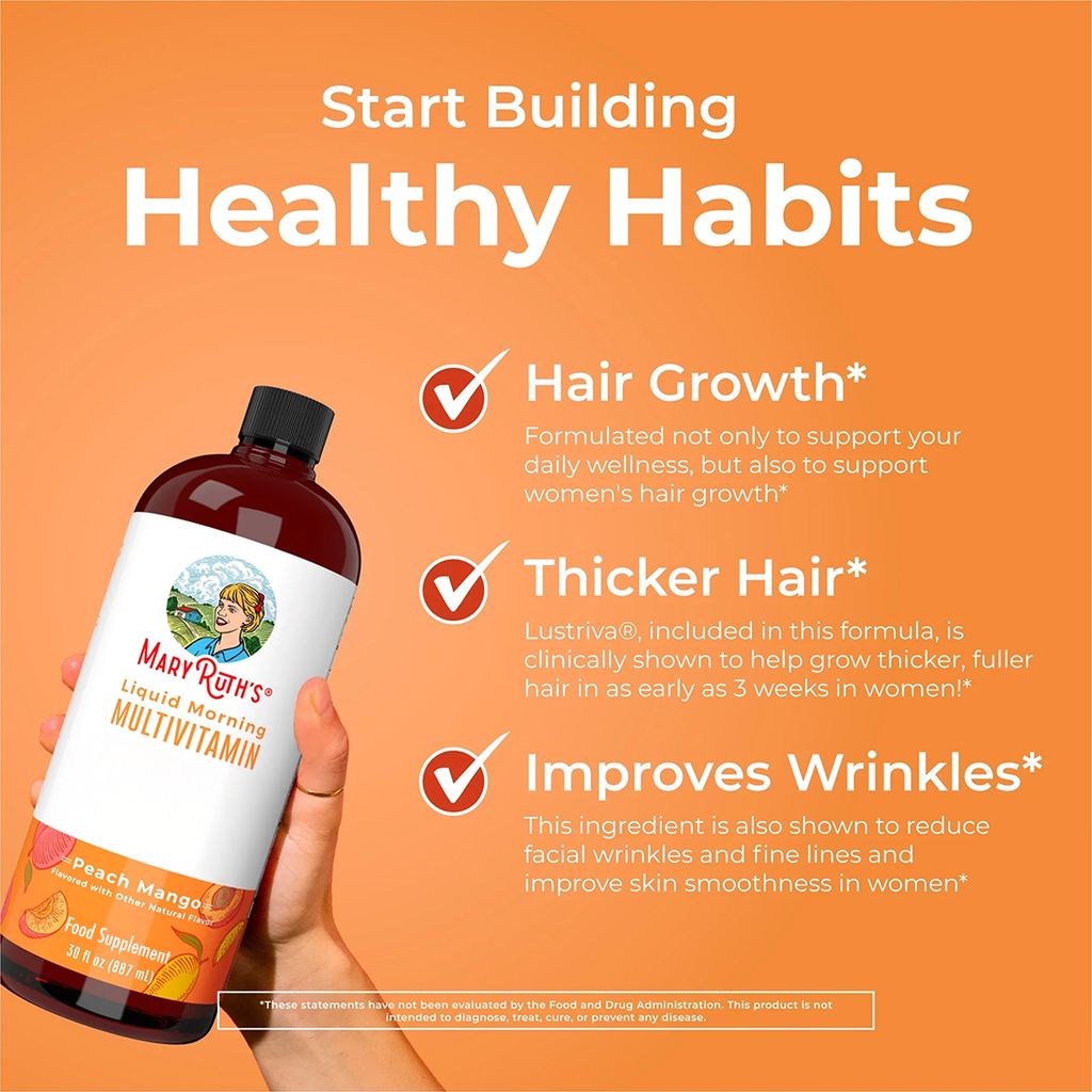 Liquid Morning Multivitamin + Hair Growth - Peach Mango - Image 5