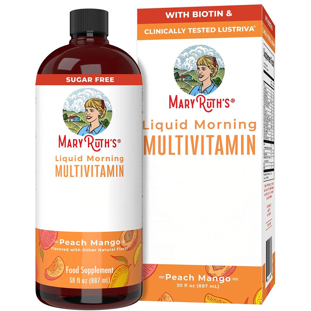 Liquid Morning Multivitamin + Hair Growth - Peach Mango - Image 1