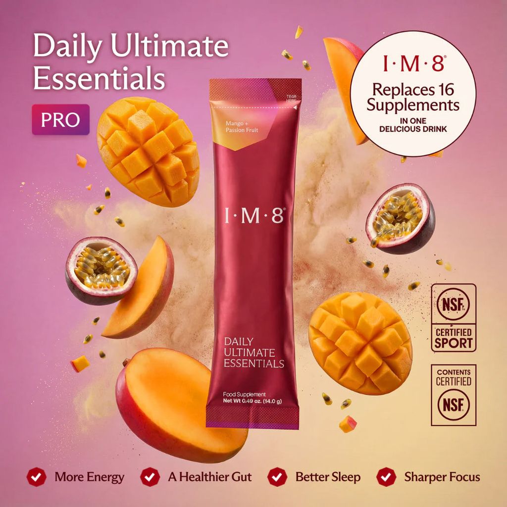 Daily Ultimate Essentials: All-in-One Supplement - 30-Day Travel Stick Pack, Mango + Passion Fruit Flavour - Image 4